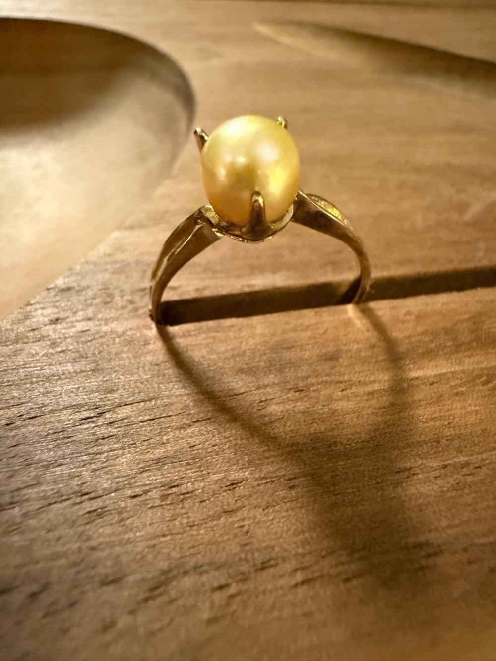 Golden Pearl Solitaire Ring - Women Jewelry